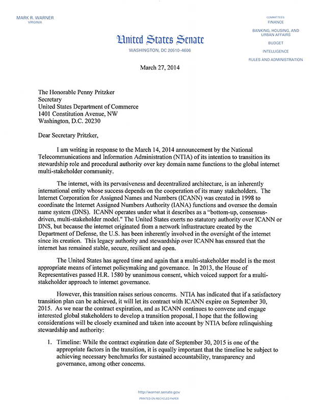 ICANN_IANA-Senator-Warner-letter-032714-1